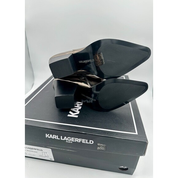 NEW Karl Lagerfeld Keslyn Western Boo Pewter Pointed Boots Shoes size 6.5 EU 37 - Picture 7 of 7